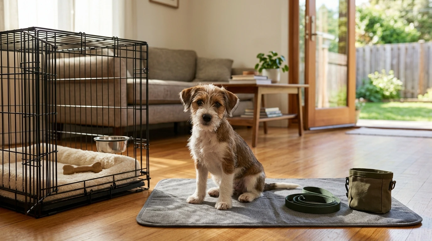 4-Week Puppy Training Plan: Potty, Crate, Cues & Socializing
